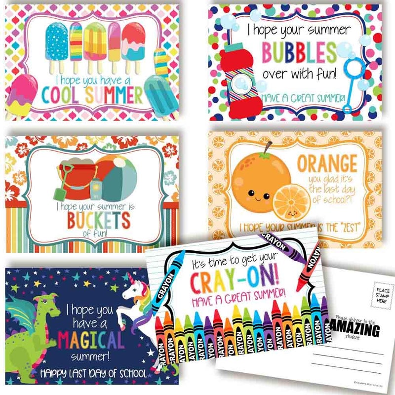 Summer Fun Themed Last Day Of School Have A Great Summer Blank Postcards For Teachers To Send To Students 4x6 Fill In Notecards 6 different designs by AmandaCreation 30