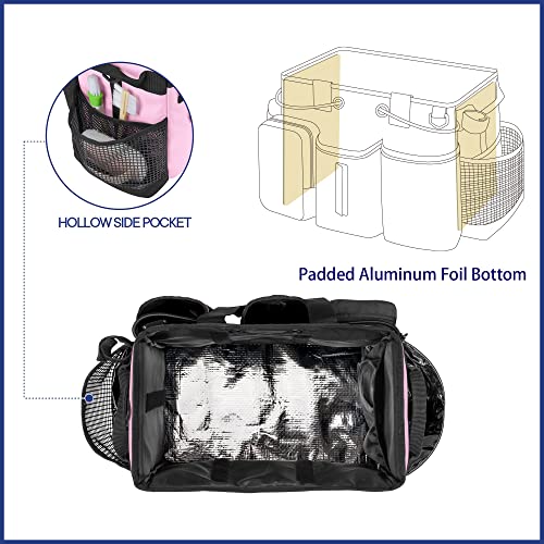 LoDrid Large Professional Cleaning Caddy with Detachable Divider, Supply Organizer with Handle and Shoulder Strap, Cleaning Bags for Housekeepers & Cleaners, Pink - Image 5