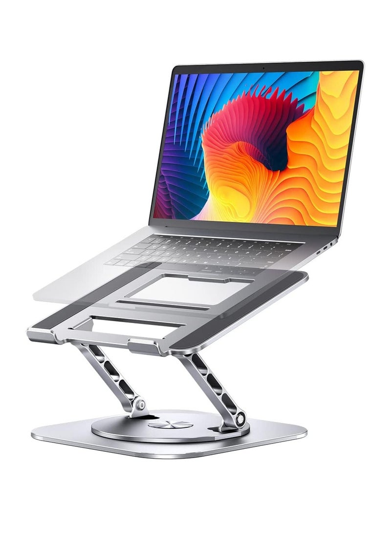 Aoife Adjustable Computer Stand with 360 Degree Rotating Base Folding Laptop Lifter Practical Ergonomic Compatible MacBook Pro Air Note up to 16 Inch Silver - Image 1