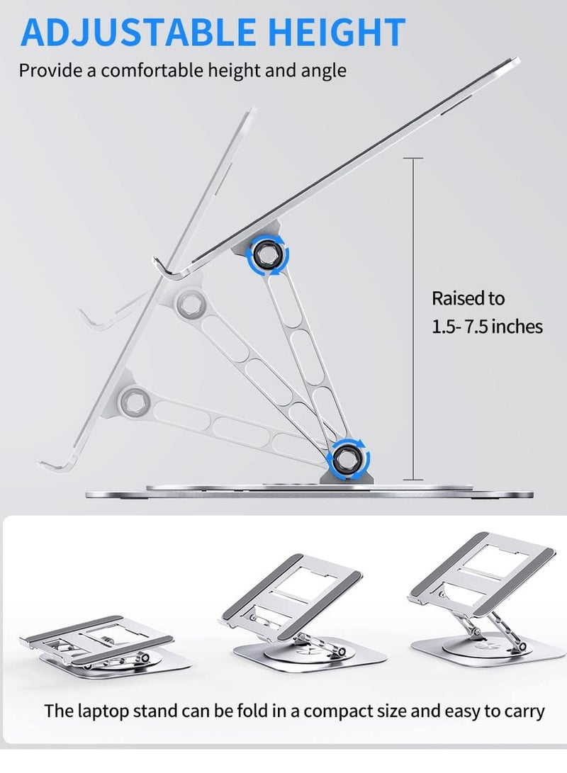 Aoife Adjustable Computer Stand with 360 Degree Rotating Base Folding Laptop Lifter Practical Ergonomic Compatible MacBook Pro Air Note up to 16 Inch Silver - Image 3