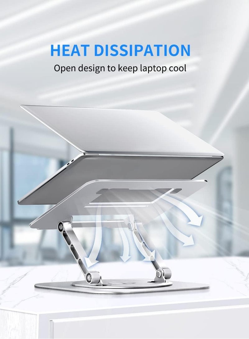 Aoife Adjustable Computer Stand with 360 Degree Rotating Base Folding Laptop Lifter Practical Ergonomic Compatible MacBook Pro Air Note up to 16 Inch Silver - Image 5