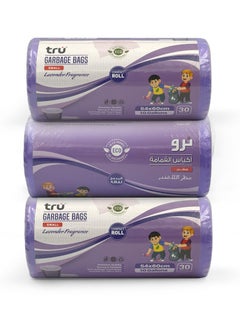 Tru Lavender Scented Garbage Bags Compact Roll 54x60cm 10 Gallon ( 30pc x 3 Rolls ) 90 bags  - Image 1