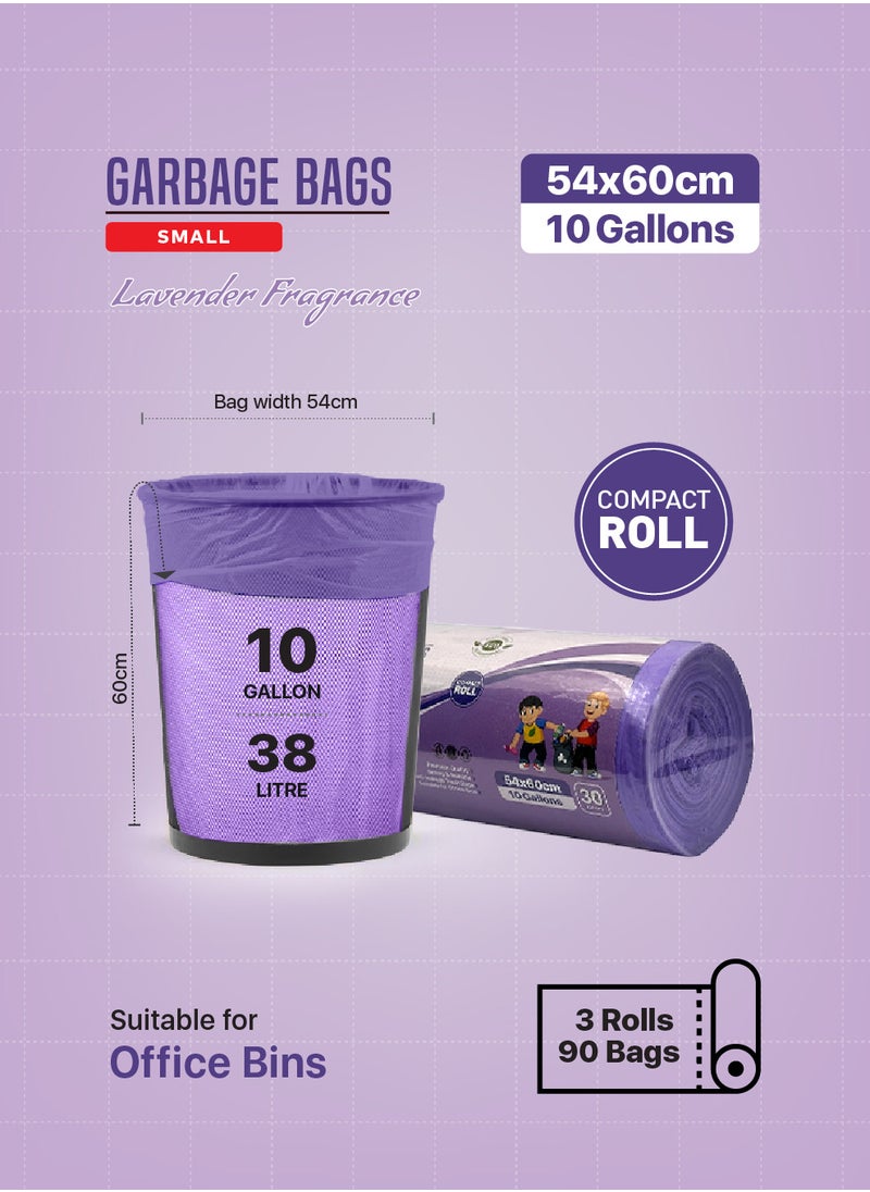 Tru - Lavender Scented Garbage Bags Compact Roll 54x60cm 10 Gallon ( 30pc x 3 Rolls ) 90 bags - Image 1