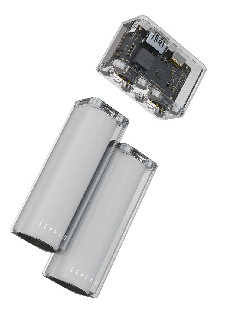 LEVELO 15000 mAh SwapCell PRO Power Bank 15000mAh with Accessories / Fast Charging Powerbank / Single Battery Cell & Head Included / Arc Lighter/ Torchlight Heads / 3 Battery Cells / Strong Magnetic Attachment - Transparent  - Image 1