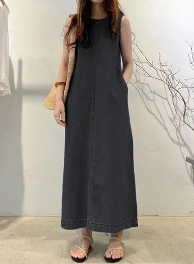 Yailla Fashion Dress Sleeveless Pocket Loose Long Vest 
