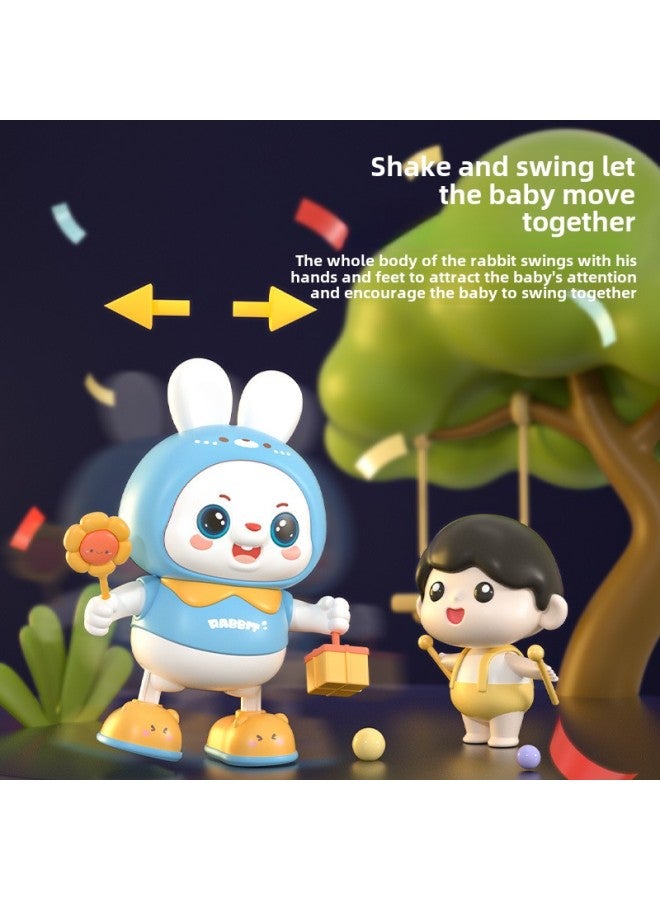 The Baby Children Dance Little Cute Rabbit Robot Baby Early Education Head Up Doll Night Market Toys-Color:Red-Dancing Rabbit (Upgraded Battery Edition) + Large Early Education Mobile Phone [Powder]]  - Image 5