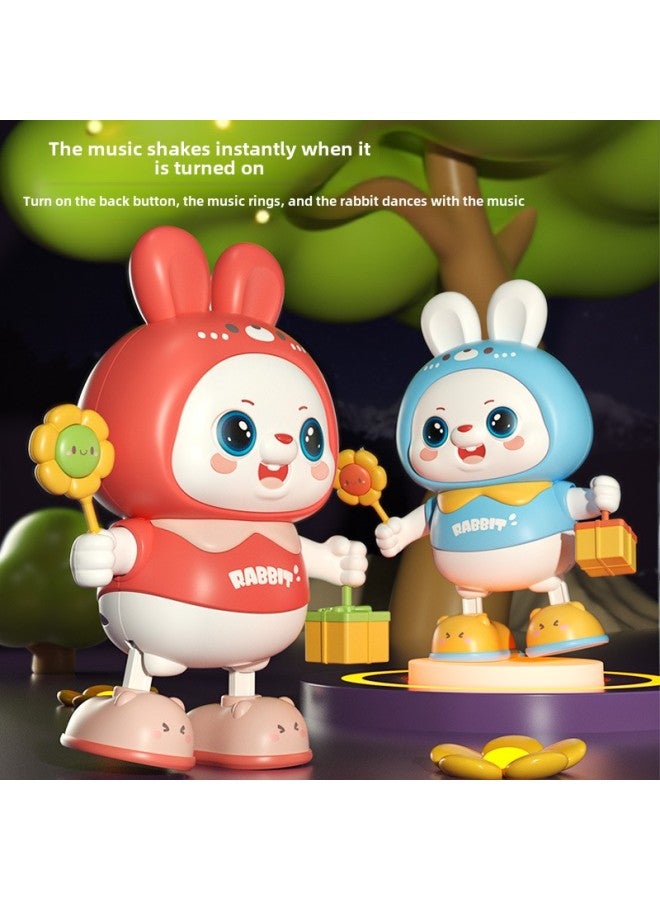 The Baby Children Dance Little Cute Rabbit Robot Baby Early Education Head Up Doll Night Market Toys-Color:Red-Dancing Rabbit (Upgraded Battery Edition) + Large Early Education Mobile Phone [Powder]]  - Image 2