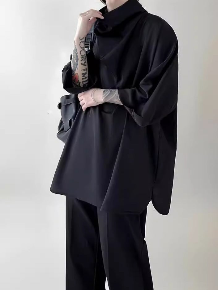 Japanese Style Yamamoto Style T-Shirt Niche Pile Collar Half-Sleeve Plus Size Ice Silk Short-Sleeve Men'S Trendy Brand Fashionable T-Shirt - Image 5