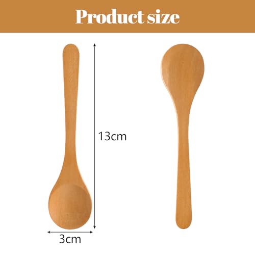 jiebor 30Pcs Mini Small Wooden Spoons Tiny Wood Spoons Bulk for Tea Coffee Sugar Ice Cream Salt Spices Honey Jars Home Kitchen 5.1inch - Image 2