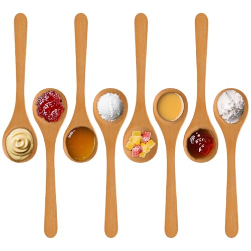 jiebor 30Pcs Mini Small Wooden Spoons Tiny Wood Spoons Bulk for Tea Coffee Sugar Ice Cream Salt Spices Honey Jars Home Kitchen 5.1inch - Image 3
