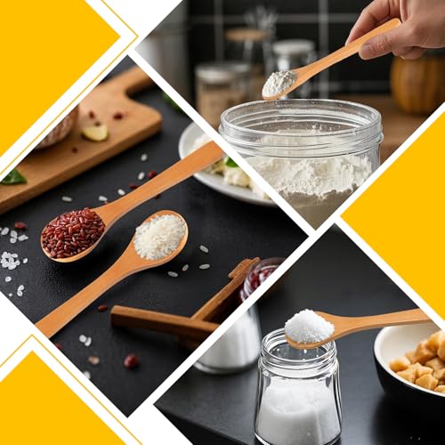 jiebor 30Pcs Mini Small Wooden Spoons Tiny Wood Spoons Bulk for Tea Coffee Sugar Ice Cream Salt Spices Honey Jars Home Kitchen 5.1inch - Image 5