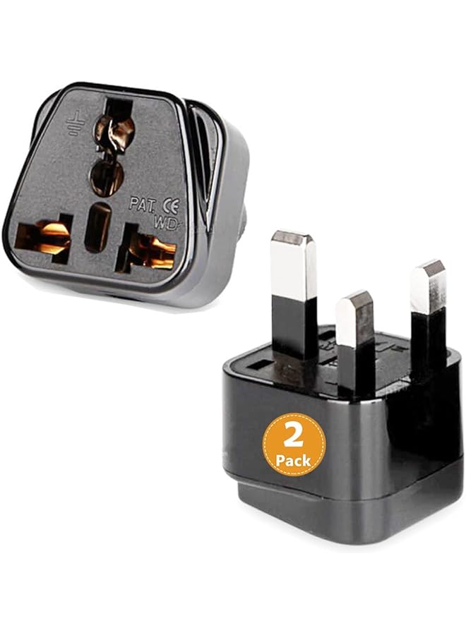 promass [2-Pack]US USA America/Canada/EU Europe European/AU to UAE and UK Plug Converter, 3-Pin Travel Adapter Plug, Universal Socket Travel Adaptor and Converter (Black (2-Pack)) - Image 1