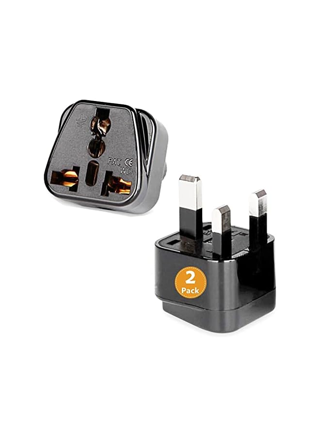 promass [2-Pack]US USA America/Canada/EU Europe European/AU to UAE and UK Plug Converter, 3-Pin Travel Adapter Plug, Universal Socket Travel Adaptor and Converter (Black (2-Pack)) - Image 2