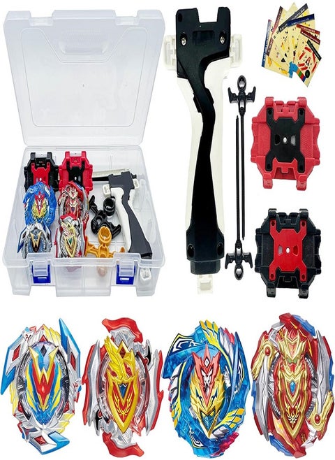 Beyblade 4in1 Bey Spinning Tops with Fusion Burst Blade Battling Battle Gyros Set, with Launcher Handle Valkyrie&Achilles