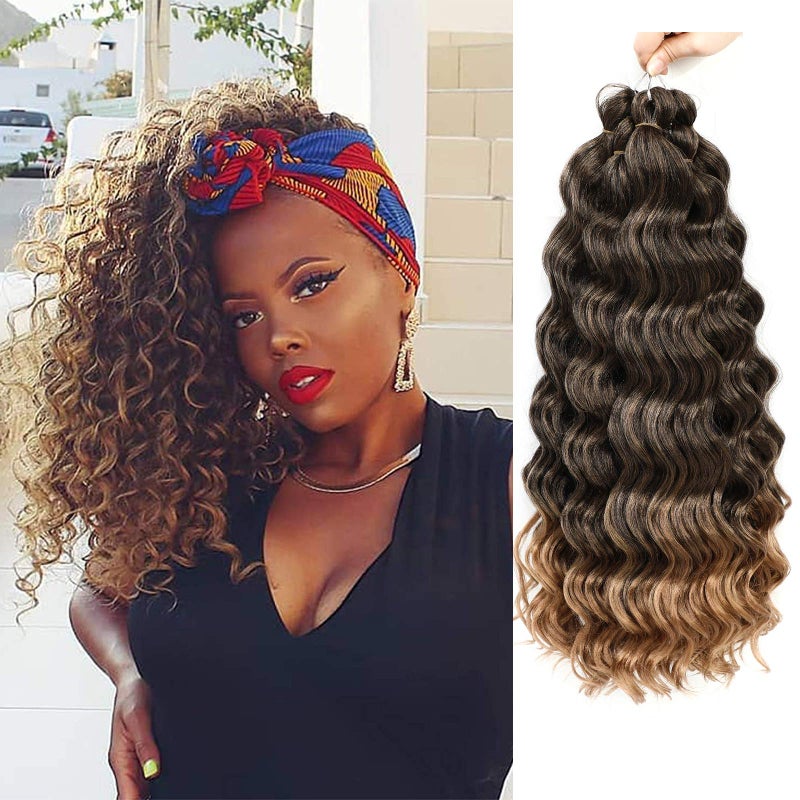 Ocean Wave Crochet Hair Deep Wave Crochet Hair Ocean Wave Braids Hair Synthetic Crochet Braiding Hair Extensions 8 Packs 14 Inch Pack of 8 T27
