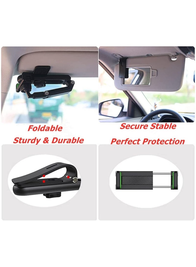 ELTRAZONE Car Phone Holder Mount Multifunctional Cell Phone Stand HIYITKS Universal Adjustable Arm Cradles Car Holder Mount Phone Car Clip Mount for Sun Visor Rearview Mirror Steering Wheel - Image 2