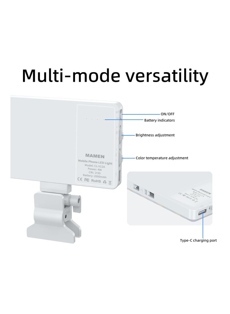 ضوء سيلفي للهاتف، 80 لمبة LED مع 3 أوضاع إضاءة و97+ TLCL، ضوء قابل لإعادة الشحن ومحمول للتثبيت على الهاتف، مناسب لتطبيق تيك توك، الكاميرا، الفلوق، والمكياج - Image 3