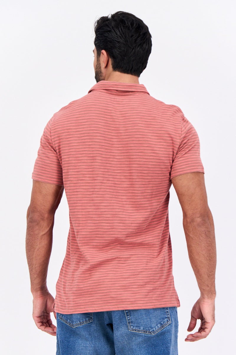 GAP Men Regular Fit Stripe Short Sleeves Polo Shirt, Red - Image 4