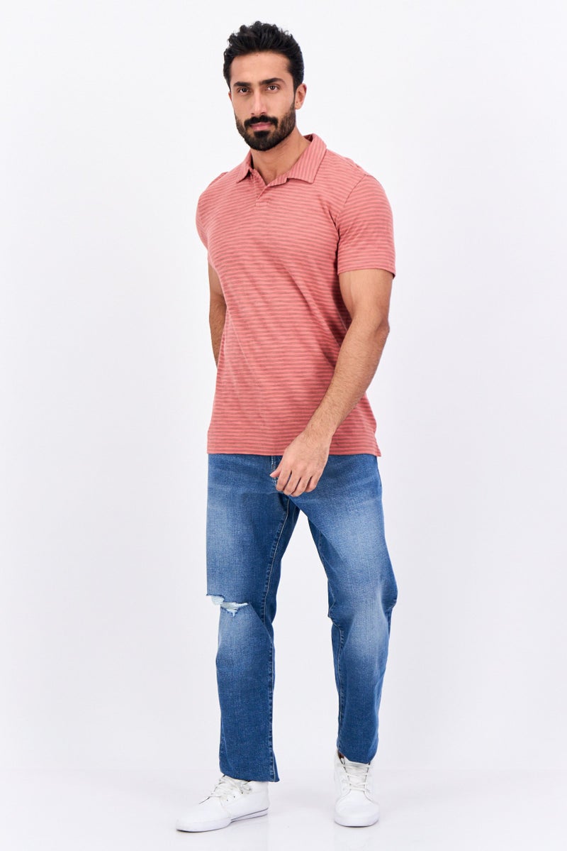 GAP Men Regular Fit Stripe Short Sleeves Polo Shirt, Red - Image 3