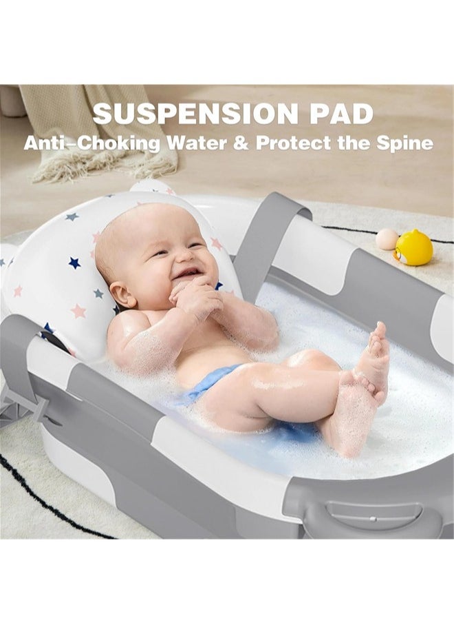Denzoz Collapsible Baby Bathtub for Newborn with Thermometer & 1 Soft Floating Cushion Portable Travel Bathtub with Drain Hole Durable Foldable Baby Tubs for Infants to Toddler  - Image 2