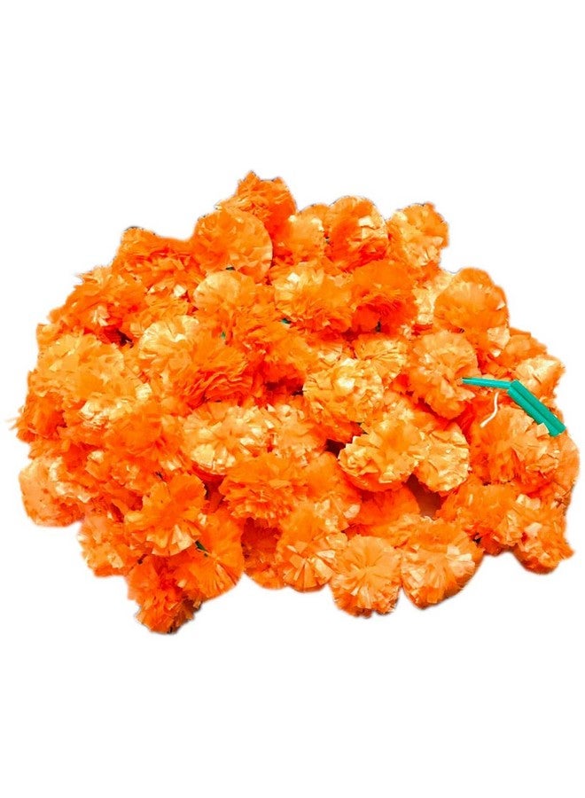 Krisah 5 pcs Orange Artificial Marigold Fluffy Flowers Garland/Genda Phool Ladi-5 FT for Decoration (Orange, 5) - Image 1