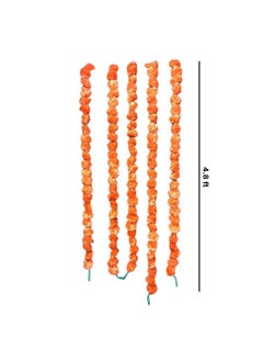 Krisah Krisah 5 pcs Orange Artificial Marigold Fluffy Flowers Garland/Genda Phool Ladi-5 FT for Decoration (Orange, 5)  - Image 2