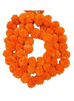 Krisah Krisah 5 pcs Orange Artificial Marigold Fluffy Flowers Garland/Genda Phool Ladi-5 FT for Decoration (Orange, 5)  - Image 4