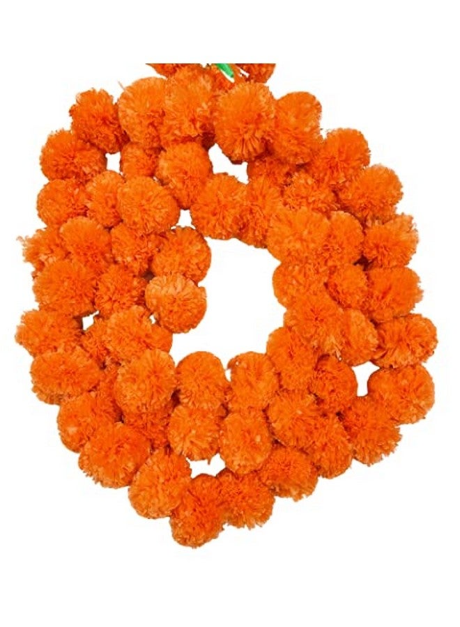 Krisah 5 pcs Orange Artificial Marigold Fluffy Flowers Garland/Genda Phool Ladi-5 FT for Decoration (Orange, 5) - Image 4