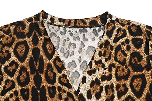 QegarTop Cardigan Shirt for Women Print Cardigan Leopard Tops for Juniors Lightweight Cardigans Brown S - Image 5