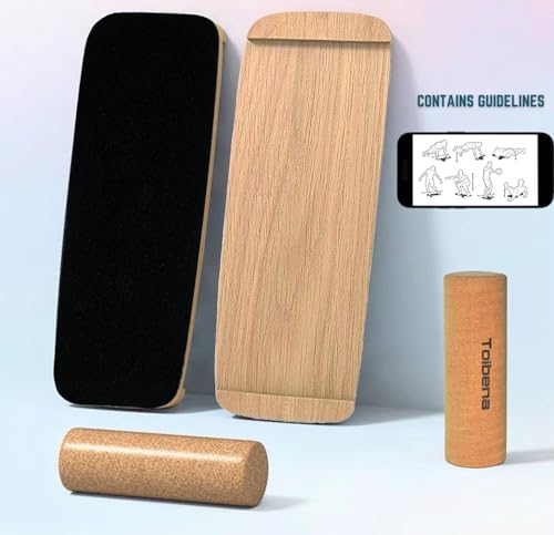 Toibena Balance Board trainer for Adults Kids,Surf/Snowboard wobble board,capatity 450Lbs core trainer,made of wood/Less Plastic/Solid cork roller - Image 4