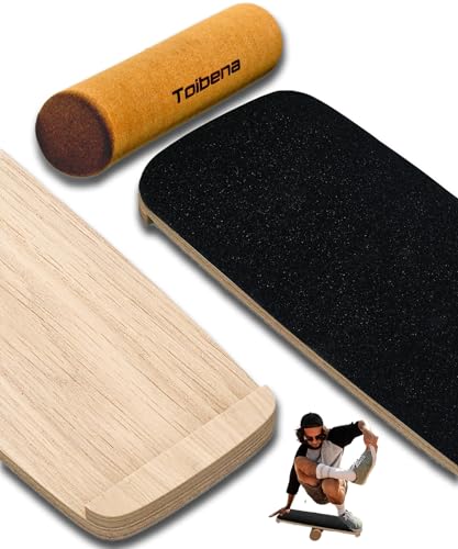 Toibena Balance Board trainer for Adults Kids,Surf/Snowboard wobble board,capatity 450Lbs core trainer,made of wood/Less Plastic/Solid cork roller - Image 1
