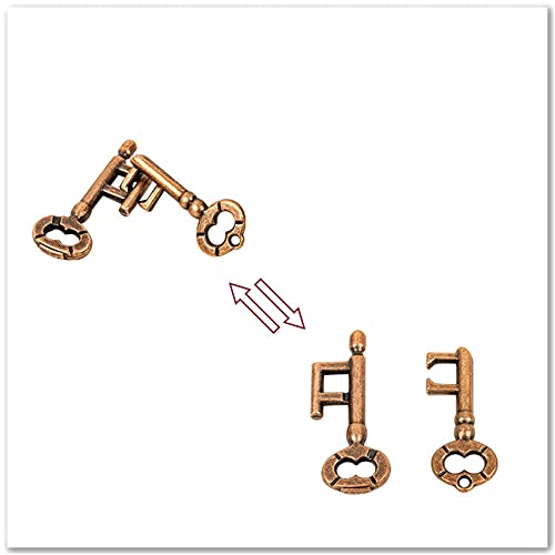 Sujosa 2 Pair Sets of Metal Brain Teaser Puzzle Keys Assembly Disentanglement Puzzles IQ Logical Games Fidget Stress Gift for Adults - Image 5