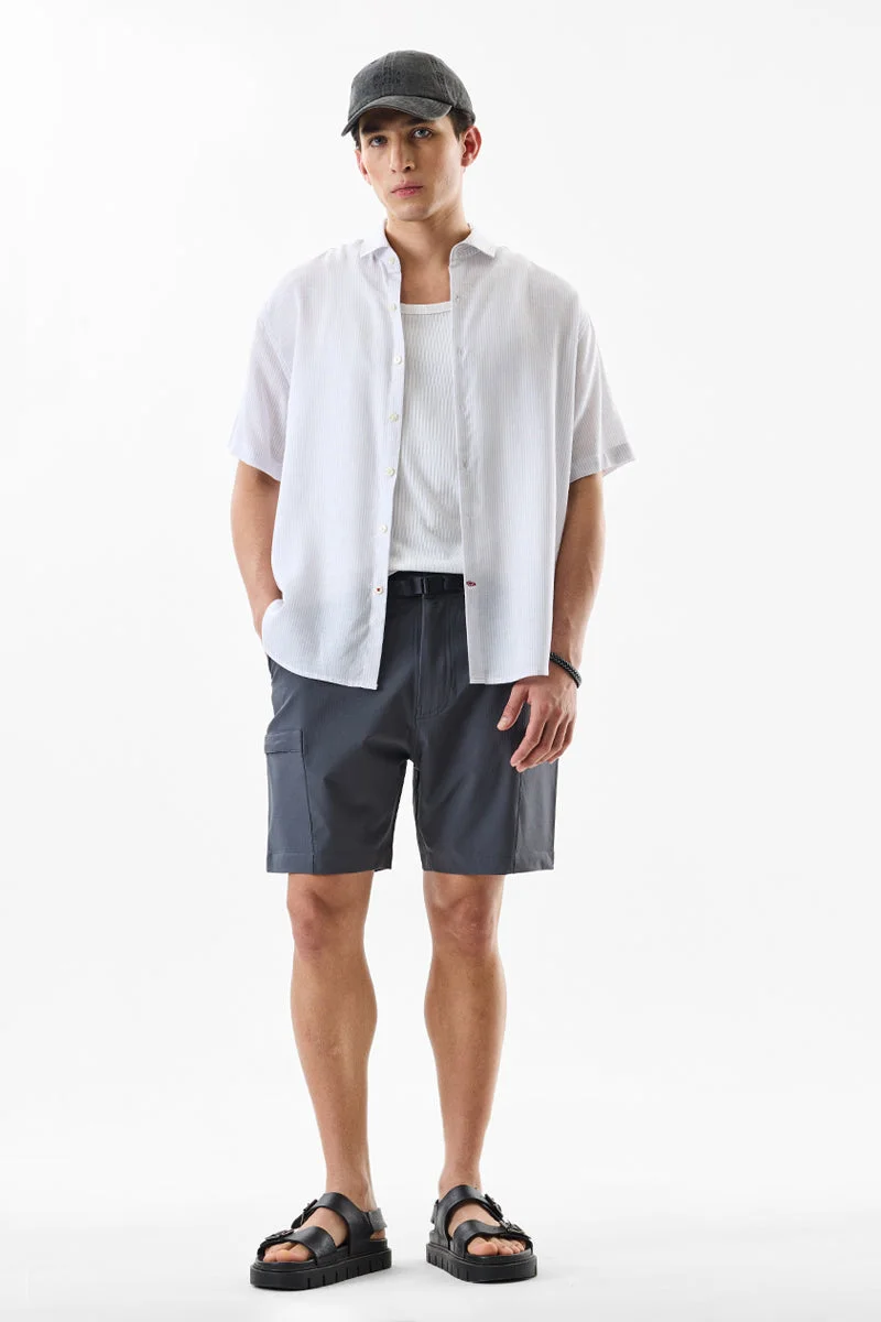 سنيتش Charcoal Grey Textured Regular Fit Shorts