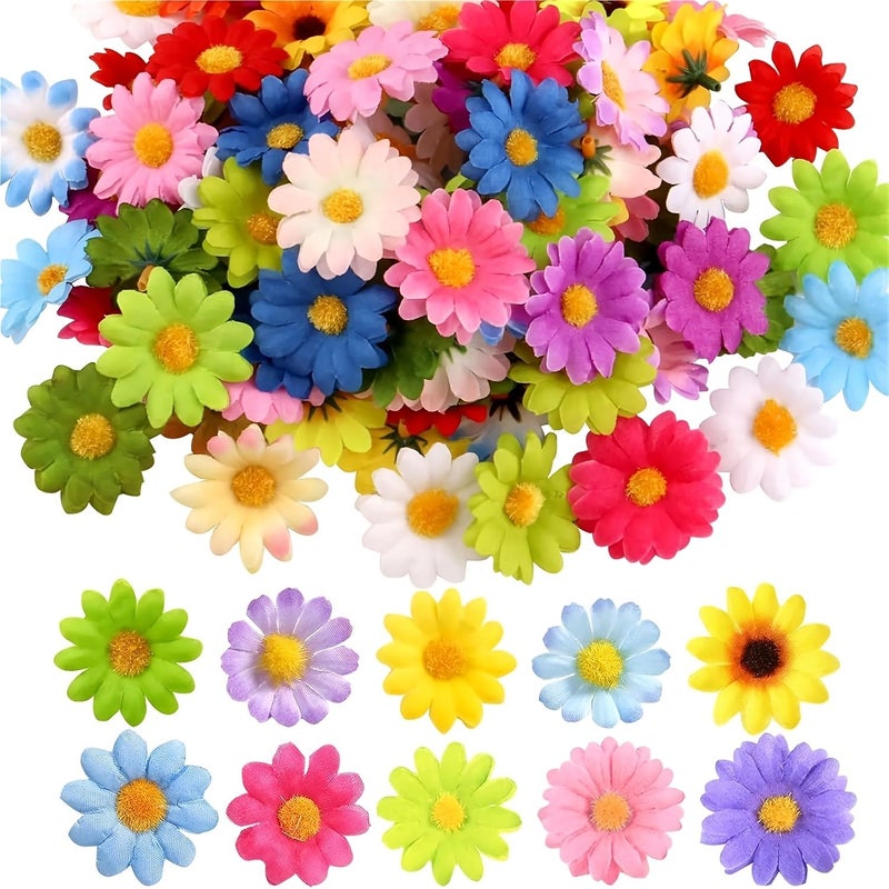 A Set Of 100 Mini Rose Red Daisy Artificial Flowers For Wedding Decorations Home Decor Wreaths Scrapbooking Crafts And Faux Flowers - Image 1