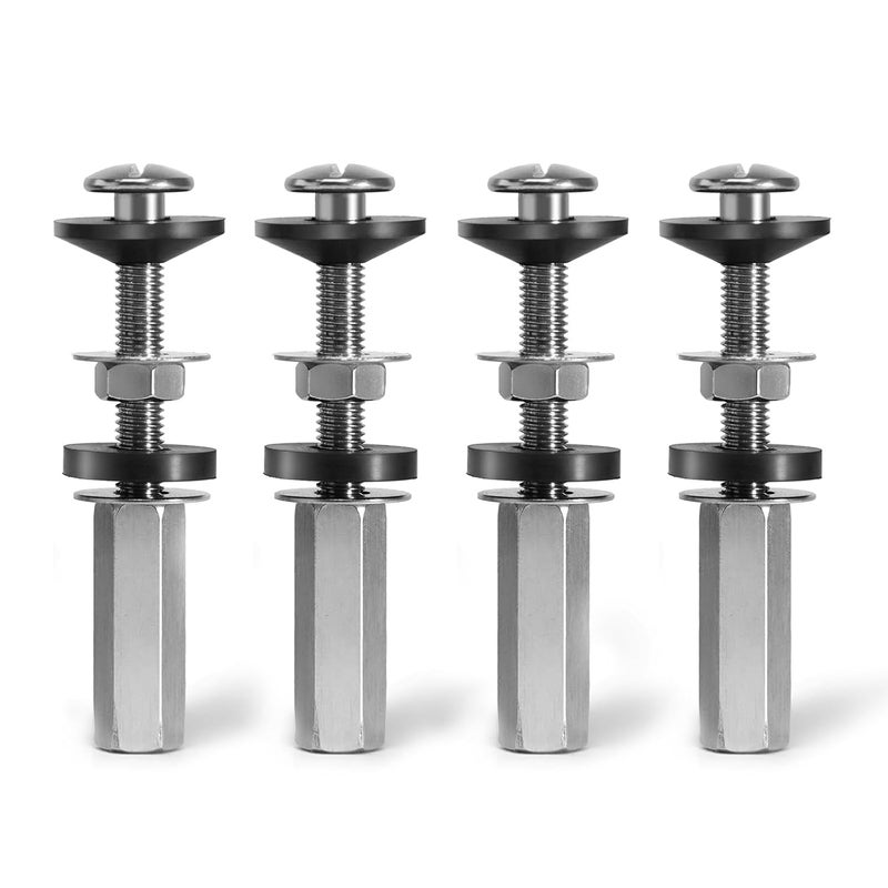 Chiallco 4Pcs Universal Toilet Seat Bolts Kit, Metal Heavy - Duty Toilet Tank Bolts, Toilet Seat Screws Replacement Kit with Extra - Long 304 Stainless Steel Downlock Nuts, Rubber Washers Gaskets, by - Image 1