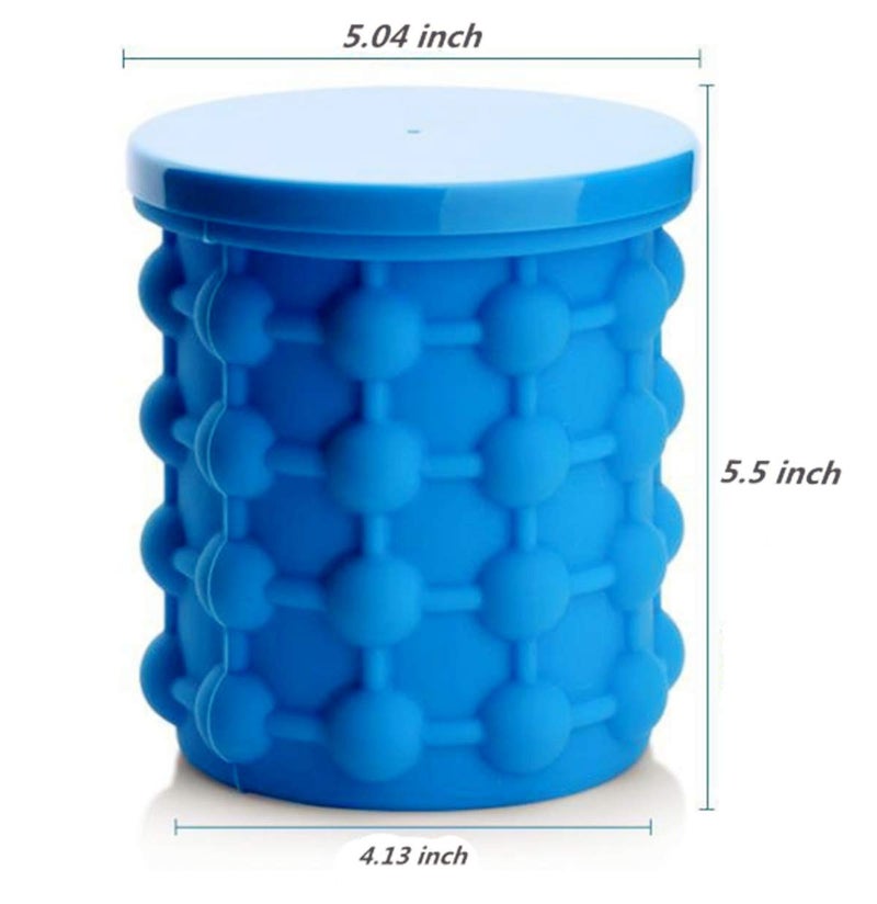 XJSXZC Silicone Ice Bucket, Ice Cube Mold Ice Trays, (2 in 1) Ice Cube Maker, Round,Portable,For Frozen Whiskey, Cocktail, Beverages(blue) - Image 2