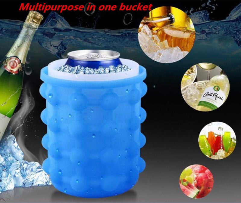 XJSXZC Silicone Ice Bucket, Ice Cube Mold Ice Trays, (2 in 1) Ice Cube Maker, Round,Portable,For Frozen Whiskey, Cocktail, Beverages(blue) - Image 4