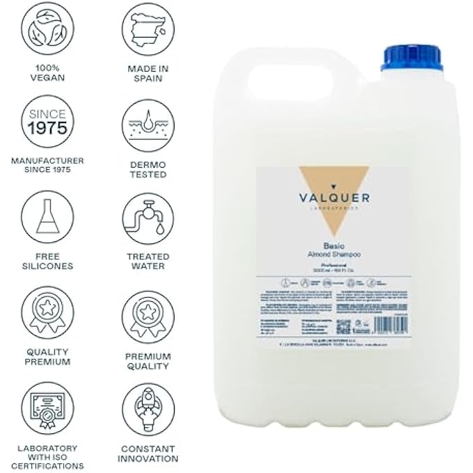 Valquer Laboratorios VALQUER VALKER SPECIAL ALMOND SHAMPOO FOR HAIRDRESSERS PROFESSIONAL SHAMPOO 5000 ML - Image 2