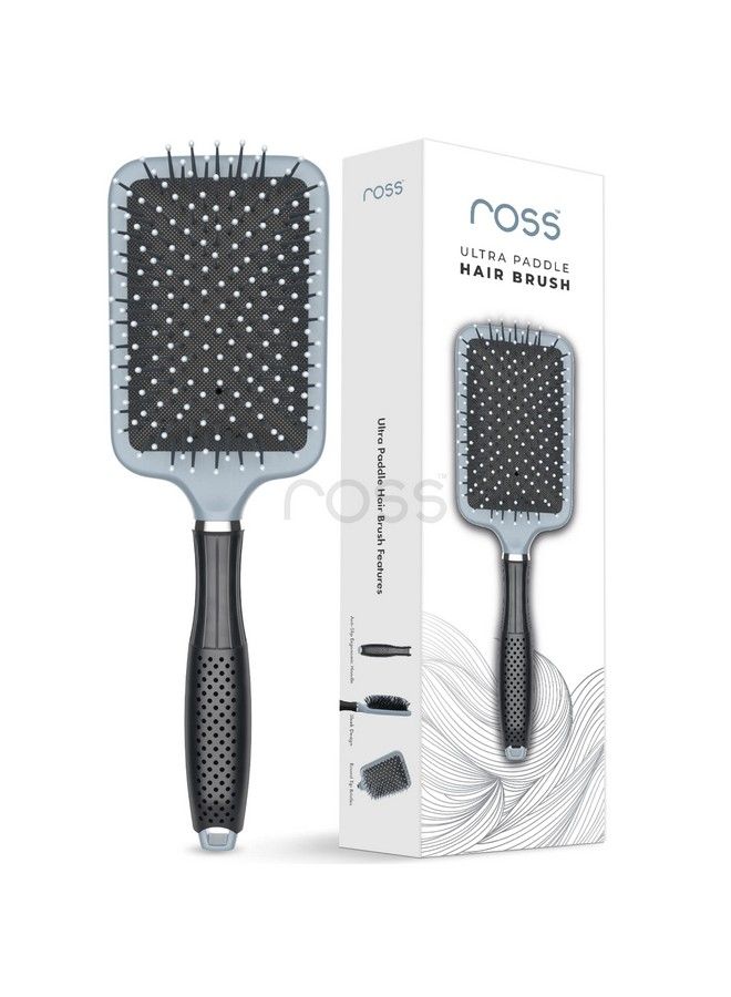 ROSS Ultra Paddle Hair Brush With Large Coverage Soft Ballpoint Bristles For Men & Women Grey - Image 3