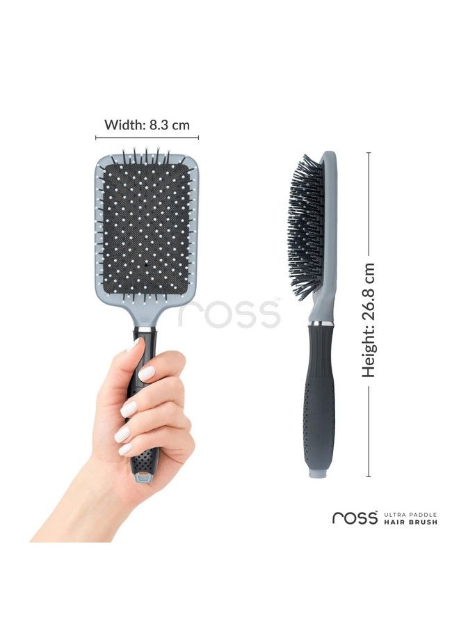 ROSS Ultra Paddle Hair Brush With Large Coverage Soft Ballpoint Bristles For Men & Women Grey - Image 5