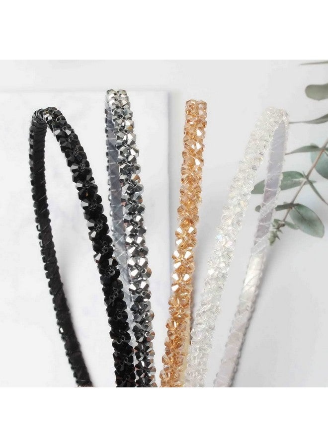BIG BOX 4 Women's Fashion Headbands-Artificial Crystal Headband Sparkly Rhinestones Headband Beaded Hair Hoop Gorgeous Hair Accessories for Girls 4 Colors - Image 4