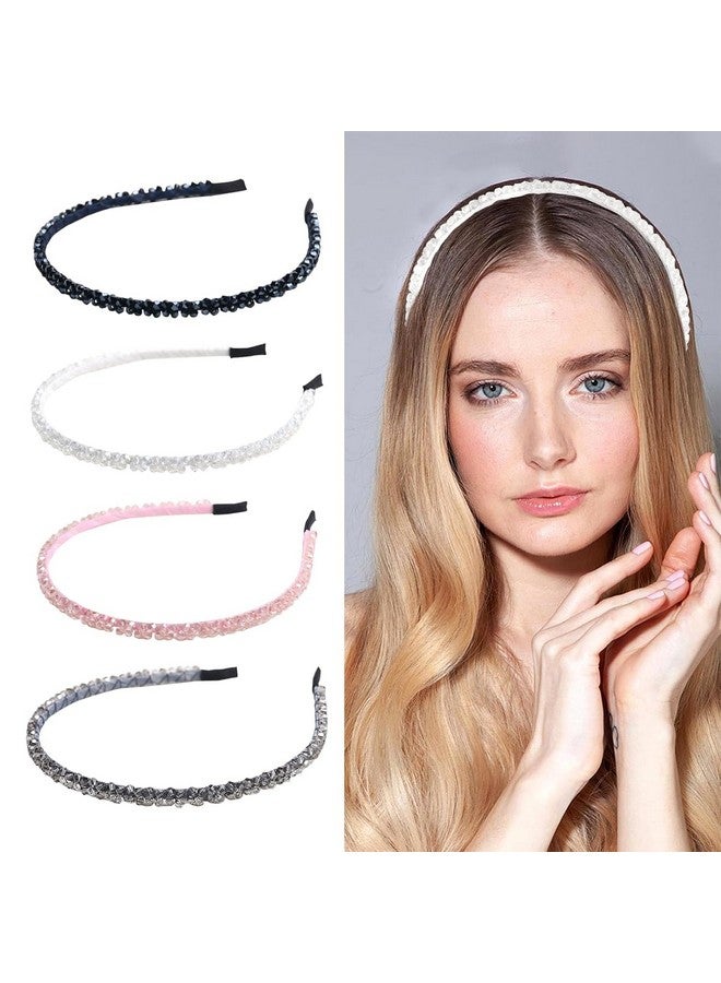BIG BOX 4 Women's Fashion Headbands-Artificial Crystal Headband Sparkly Rhinestones Headband Beaded Hair Hoop Gorgeous Hair Accessories for Girls 4 Colors - Image 1