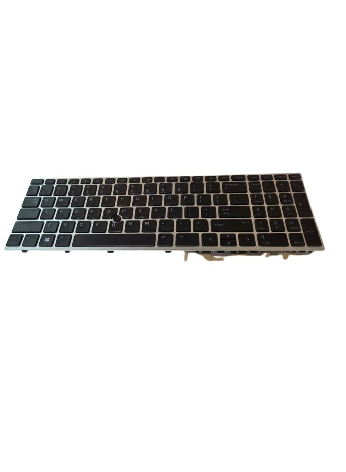 لوحة مفاتيح بديلة (بتخطيط أمريكي) لأجهزة الكمبيوتر المحمول HP EliteBook 850 G5/G6 و755 G5 وHP Zbook 15u G5/G6؛ تتميز بإطار فضي، وإضاءة خلفية، ونقطة تحكم (Point). - Image 4