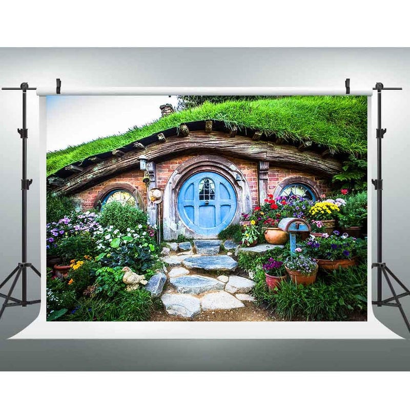 EOA 7W x5H FT Hobbiton Caves Backdrop Matamata Rural Green Hobbit Living Home Photography Background Ring Lord Fans Party YouTube Studio Prop