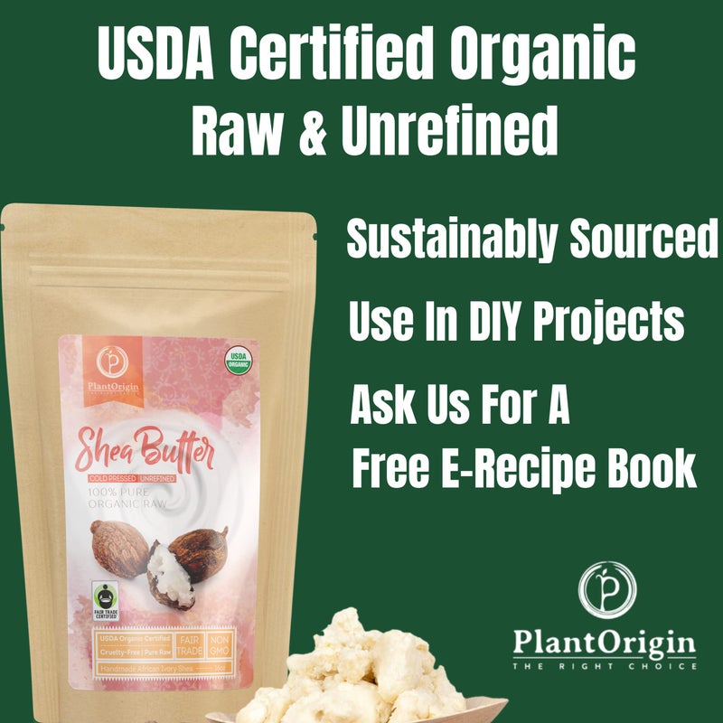 PLANTORIGIN Shea Butter 1 lb | Raw USDA Certified Organic | African Unrefined | Great for Hair, Skin, and your DIY Projects | Soap Making Base, Lip Balm, Stretch Mark Cream. - Image 5