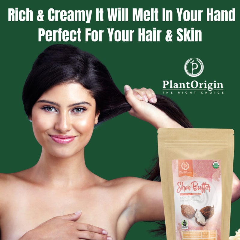 PLANTORIGIN Shea Butter 1 lb | Raw USDA Certified Organic | African Unrefined | Great for Hair, Skin, and your DIY Projects | Soap Making Base, Lip Balm, Stretch Mark Cream. - Image 2