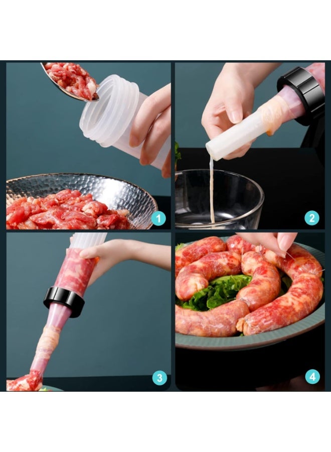 Sausage Stuffer,Handheld Manual Sausage Maker with 3 Size Filling Nozzles Attachment,Food Grade Meat Stuffing Filler for Household Use (White) - Image 3