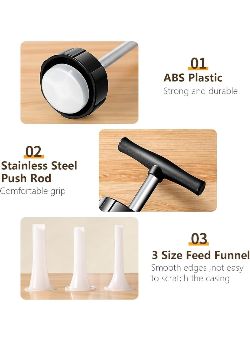 Sausage Stuffer,Handheld Manual Sausage Maker with 3 Size Filling Nozzles Attachment,Food Grade Meat Stuffing Filler for Household Use (White) - Image 5