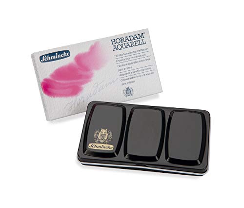 Schmincke - HORADAM AQUARELL Compact Color Box with 12 Finest Watercolor Colors, 1 Davinci Brush, 74 012 097, Metal Box, Painting Set, Finest Watercolor Colors, 12 x 1/2 Pans - Image 2