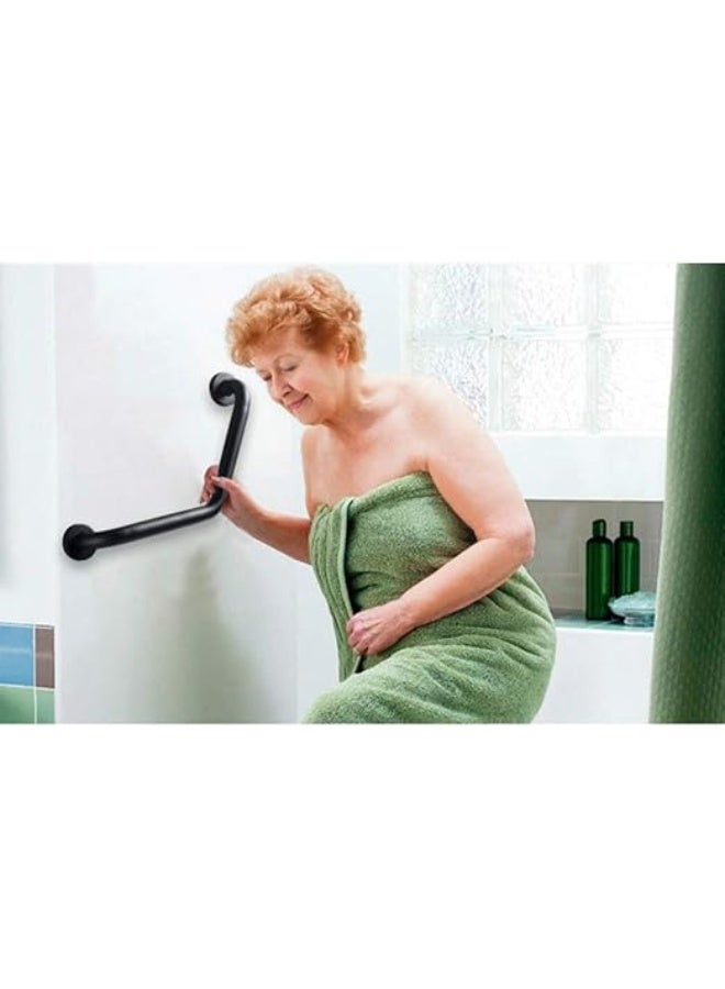 Stainless Steel L Angled Grab Bar, Anti-Slip Grab Rail Handle/Wall Mounting Towel Rail Bar/Bathroom Support Handle for Elderly Children Safe (Color : Black) - Image 2